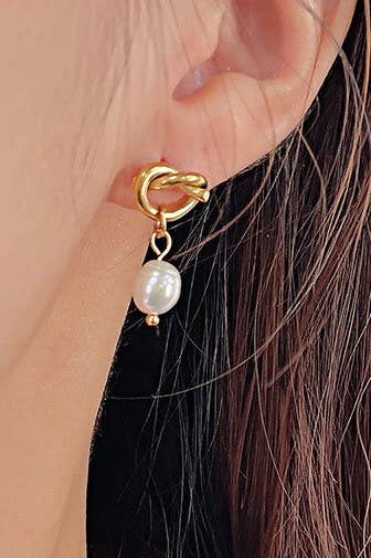 Abstract Pearl Drop Earrings