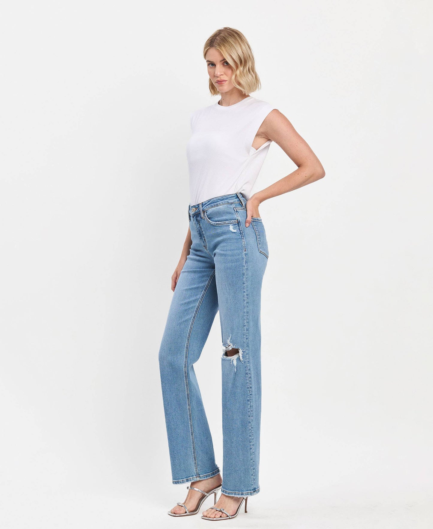 High Rise Slim Wide Jeans