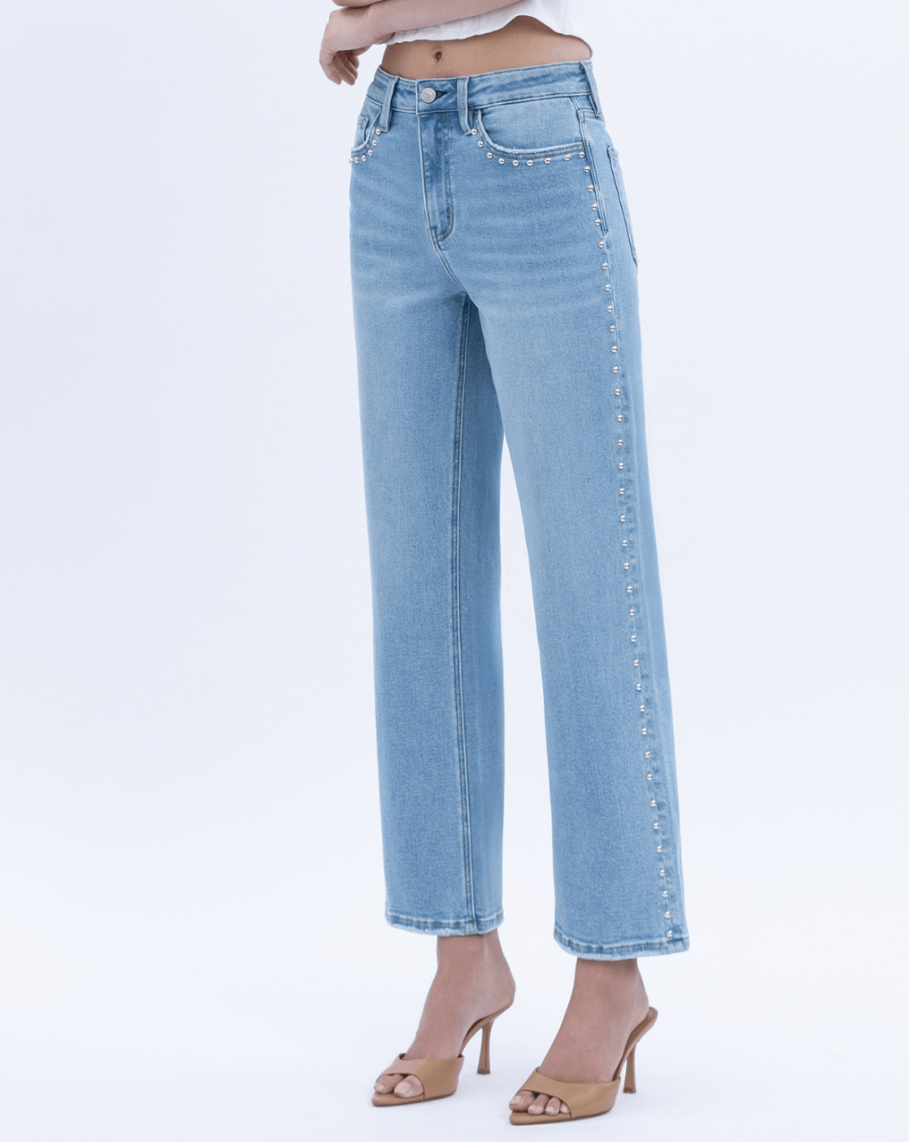 Ankle Slim Wide Studded Jeans Jeans
