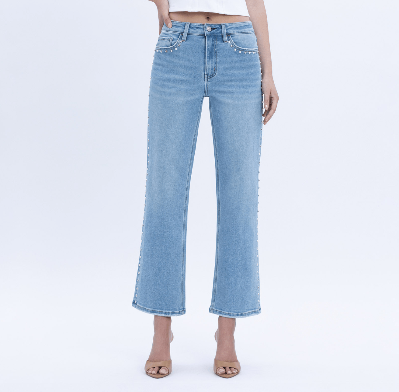 Ankle Slim Wide Studded Jeans Jeans
