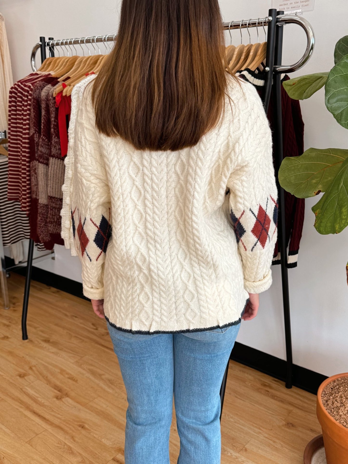 Argyle Cable Knit Sweater Shirts & Tops