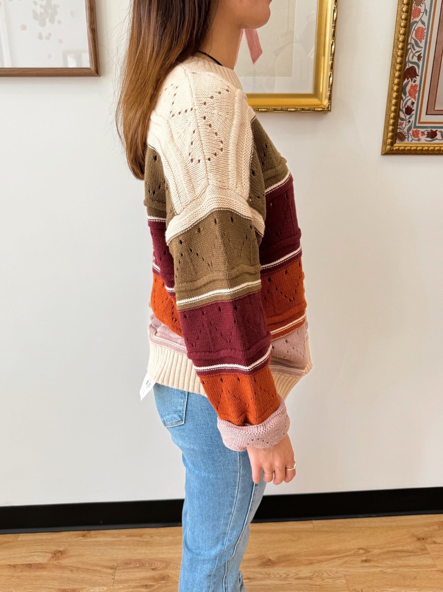 Autumn Stripe Knit Sweater Shirts & Tops