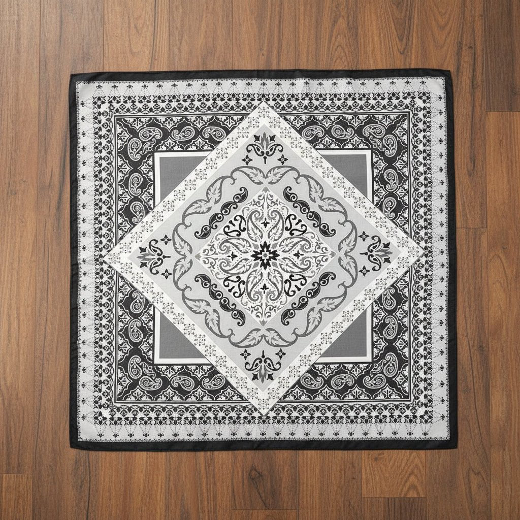 Black & White Paisley Pattern Scarf Scarf