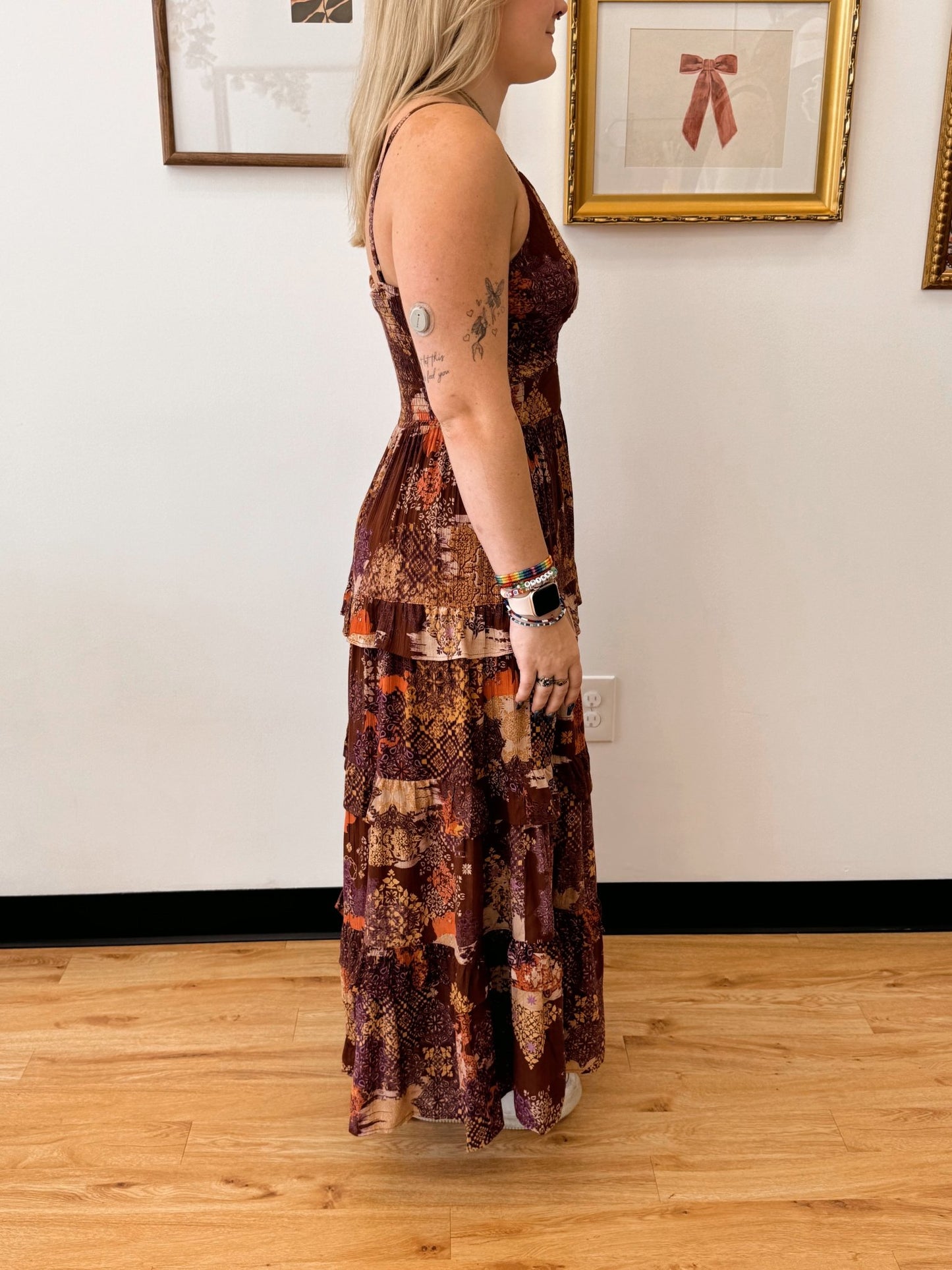 Boho Patchwork Tiered Maxi Dress Dress