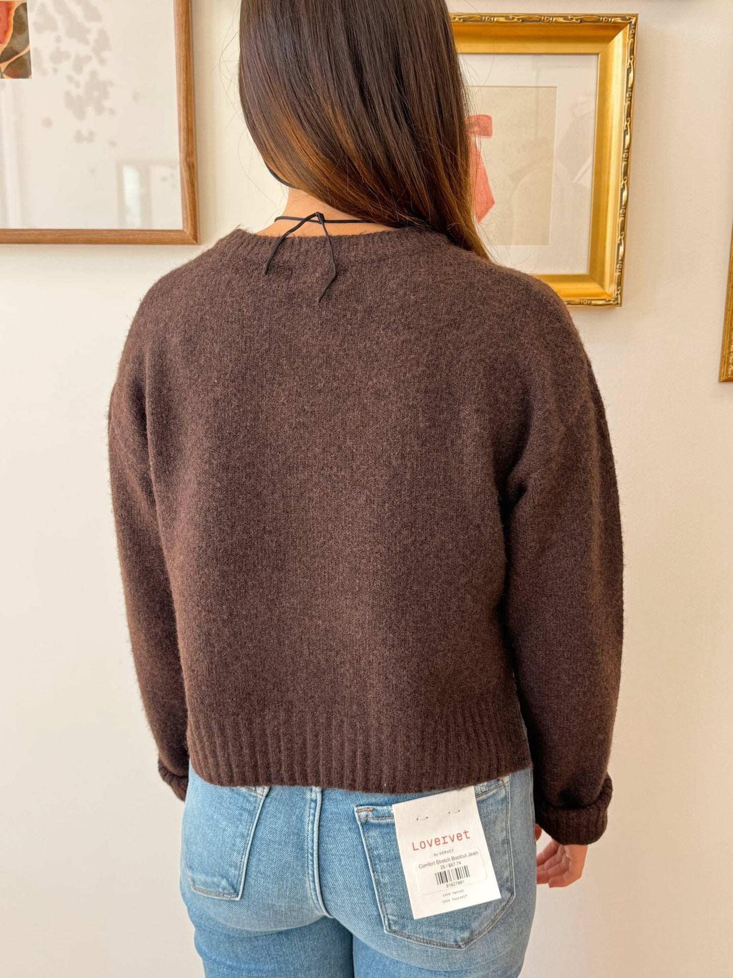 Brown Fuzzy Knit Cardigan Shirts & Tops