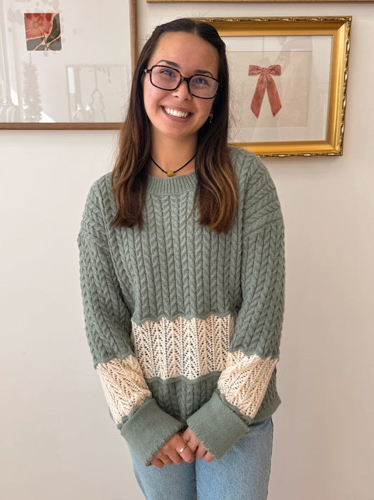Colorblock Cable Knit Sweater - Authenticity