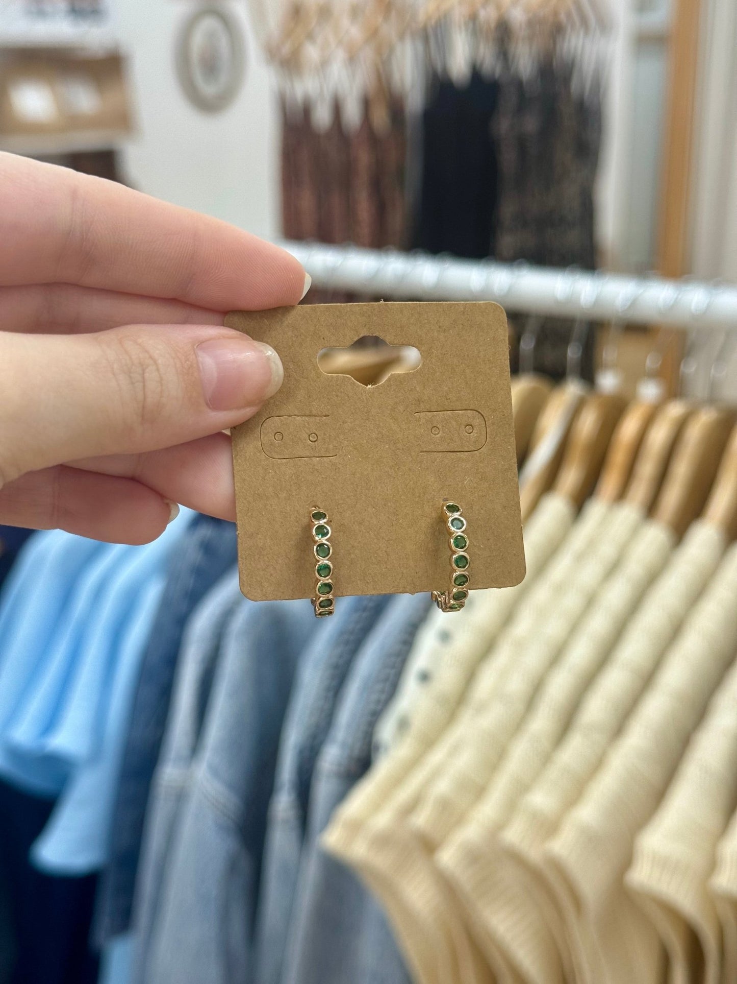 Colored Rhinestone Hoop Earrings Earrings