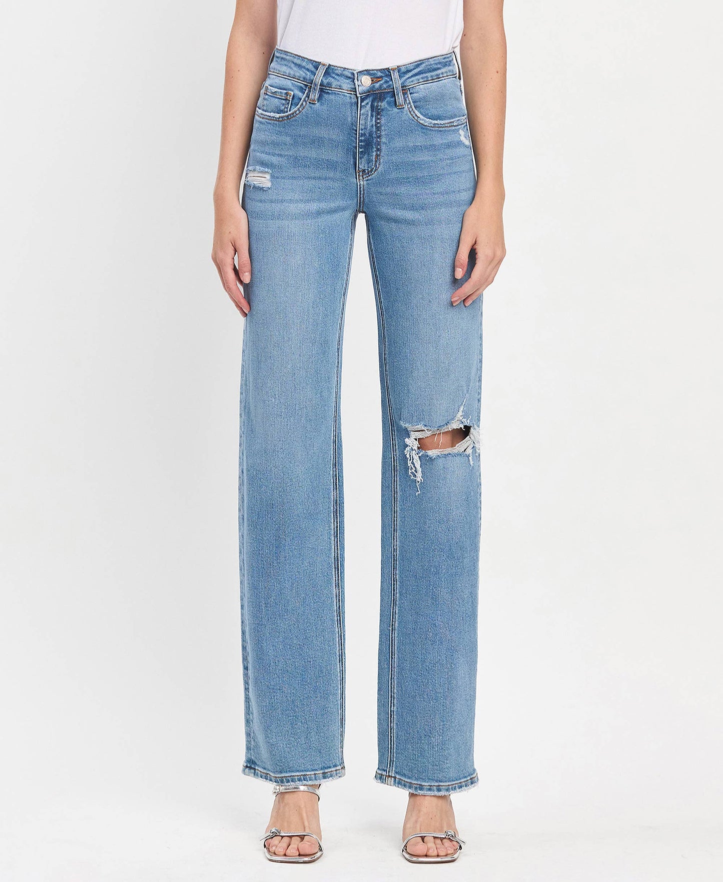 High Rise Slim Wide Jeans