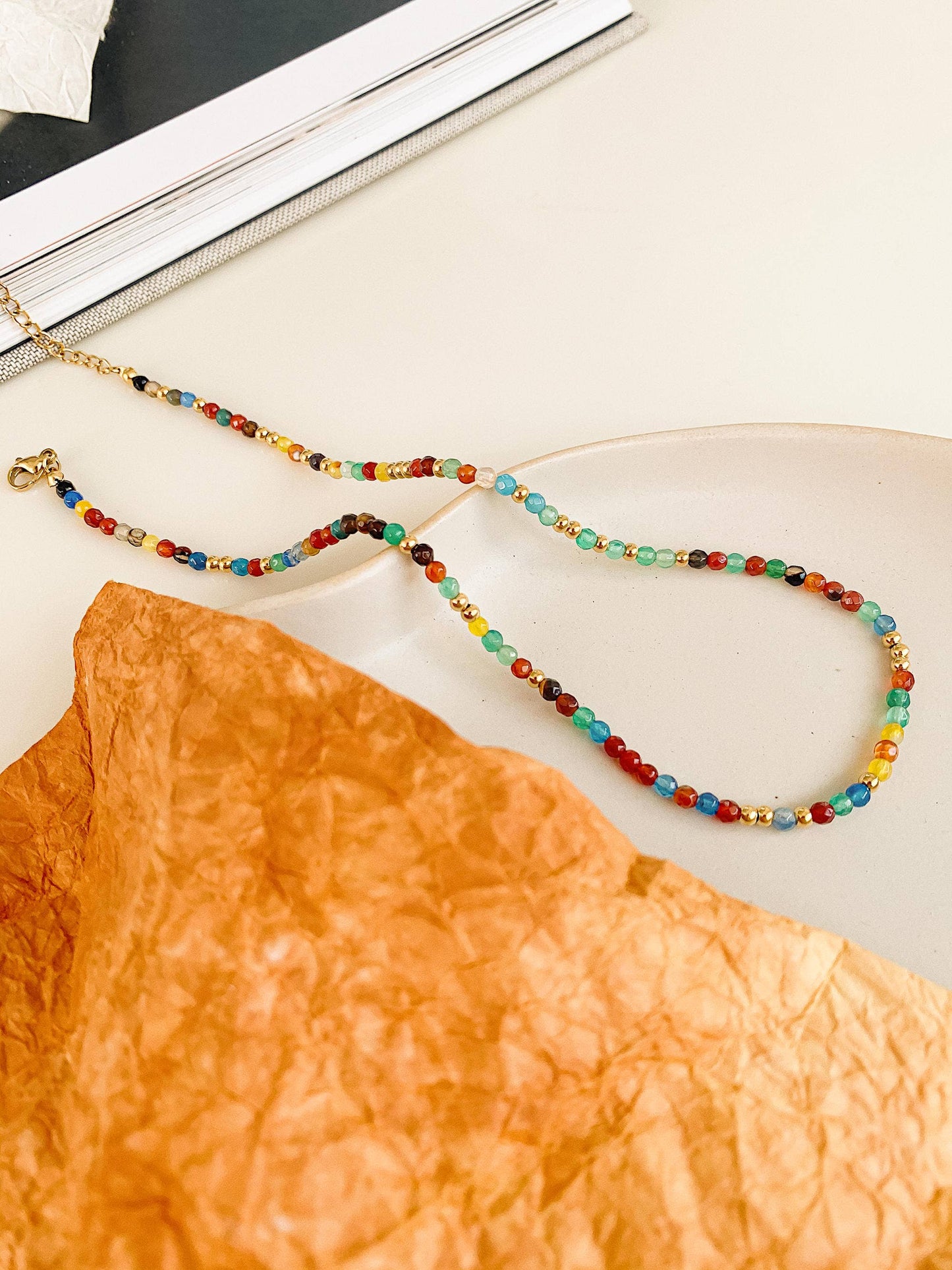 18K Gold Beaded Necklace Necklaces