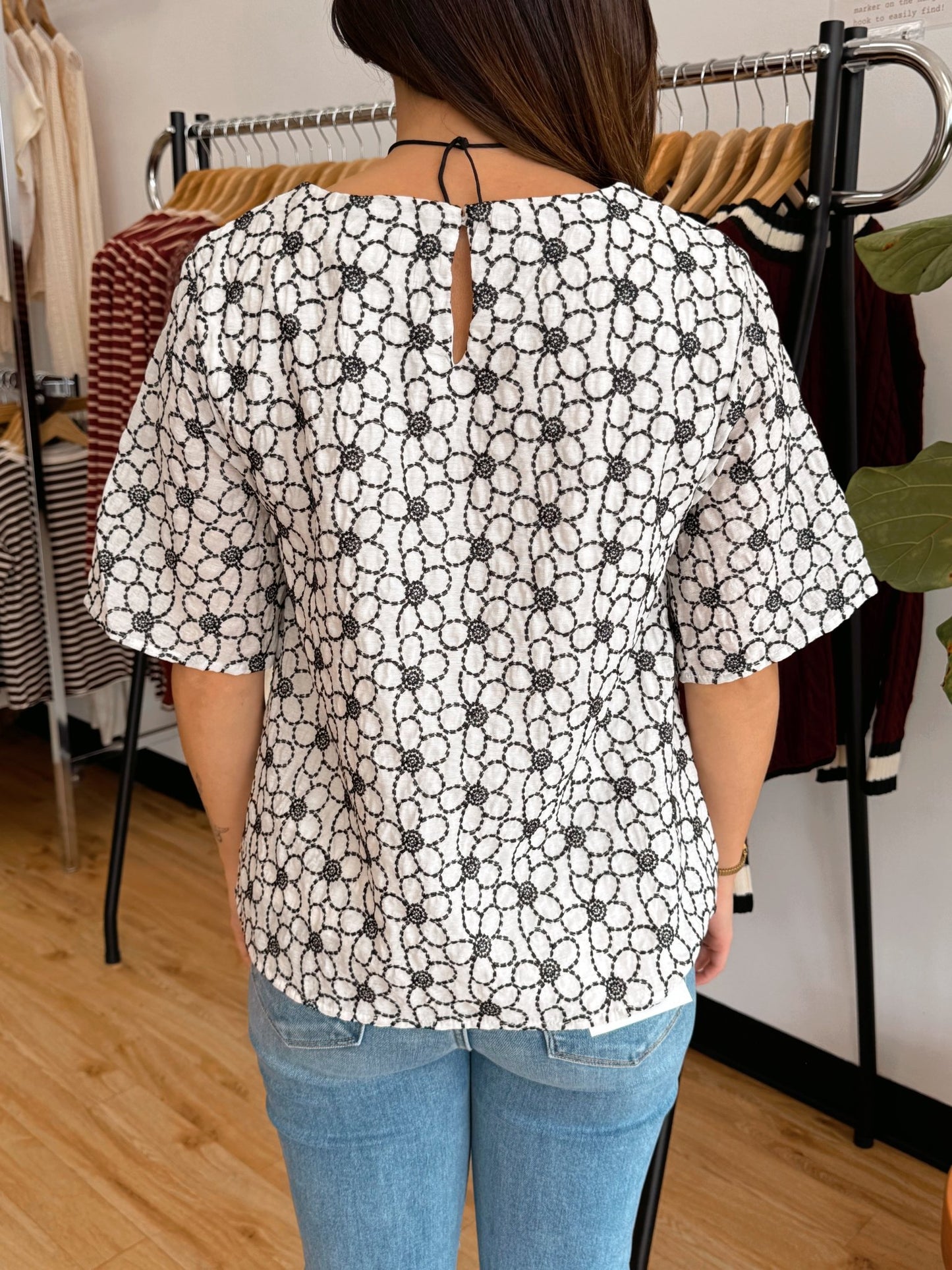 Embroidered Floral Top Shirts & Tops