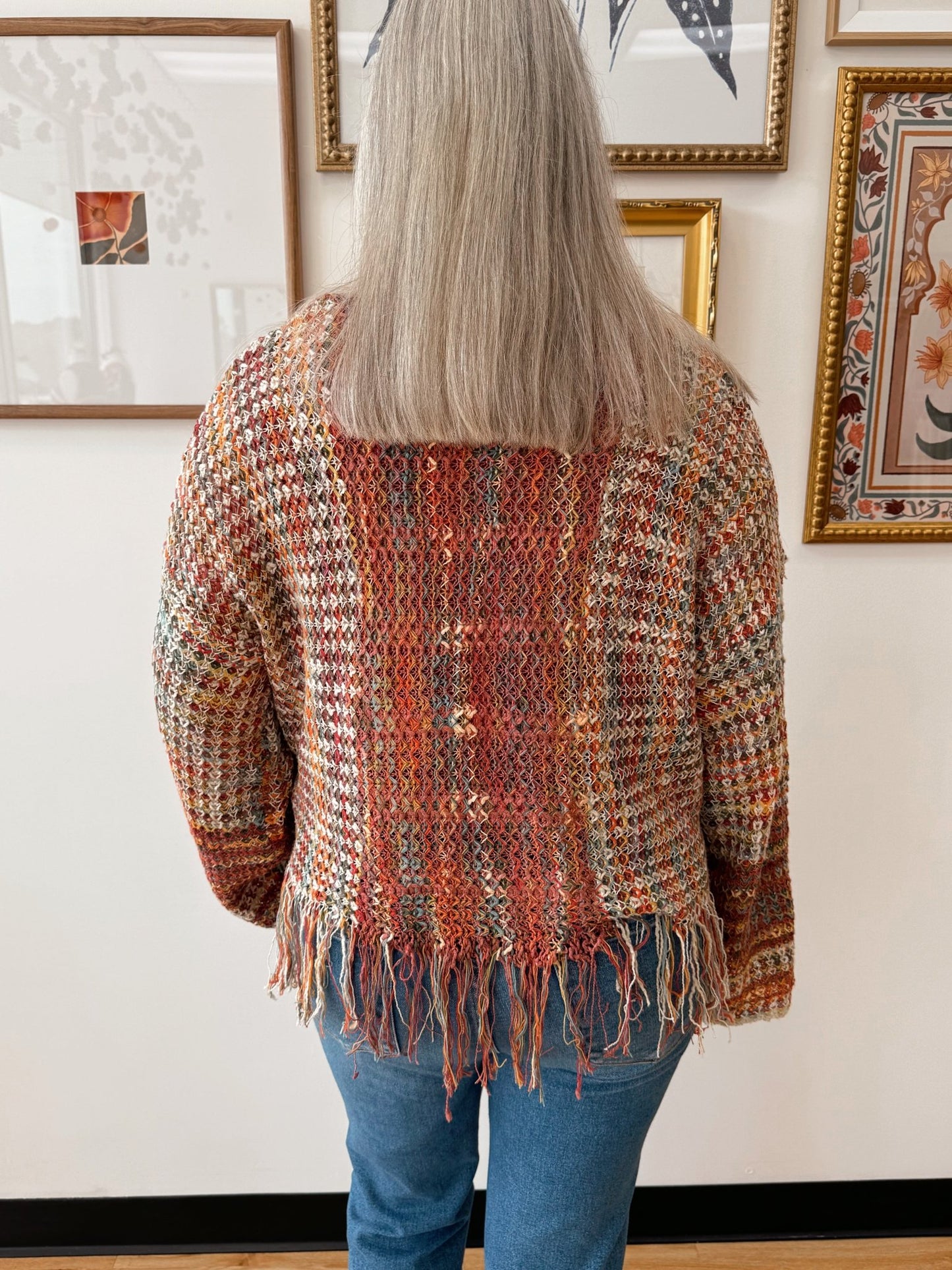 Fringe Multi Colored Sweater Shirts & Tops