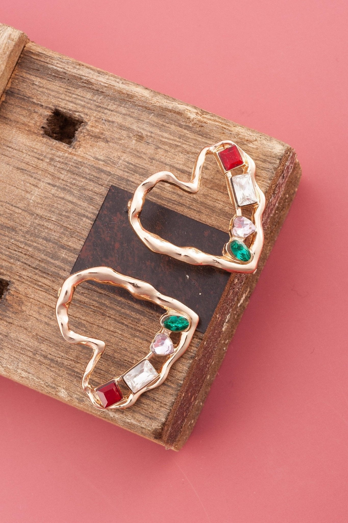 Holiday Gem Heart Earrings