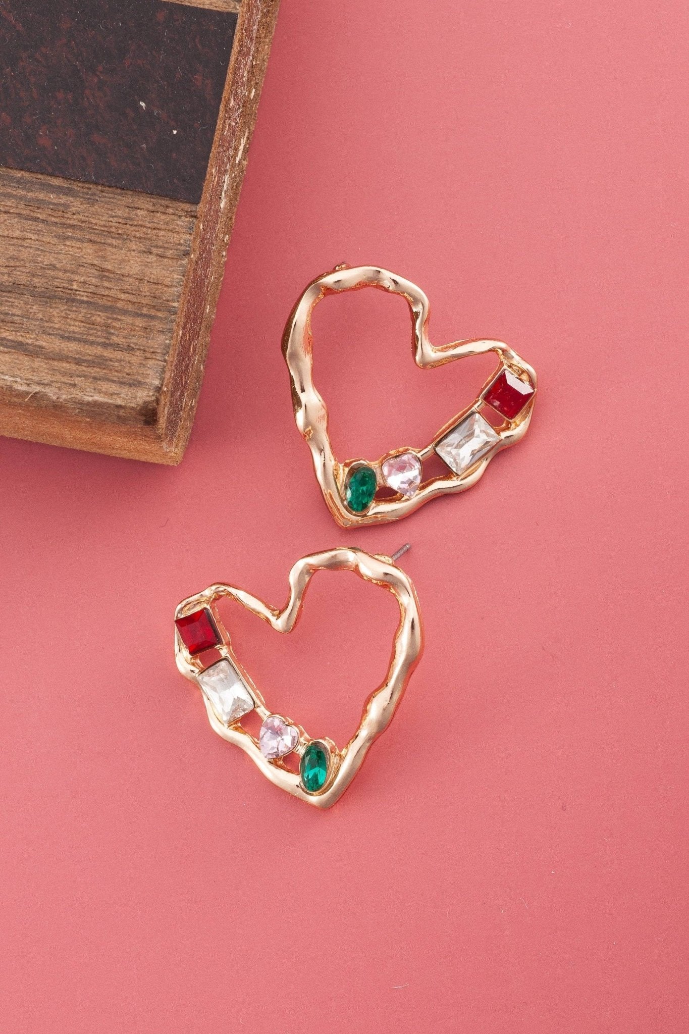 Holiday Gem Heart Earrings