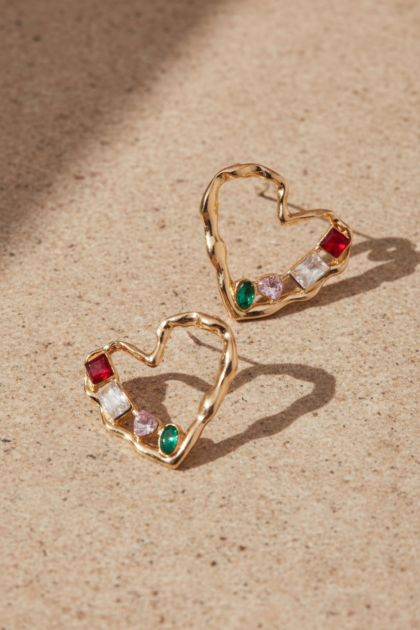 Holiday Gem Heart Earrings