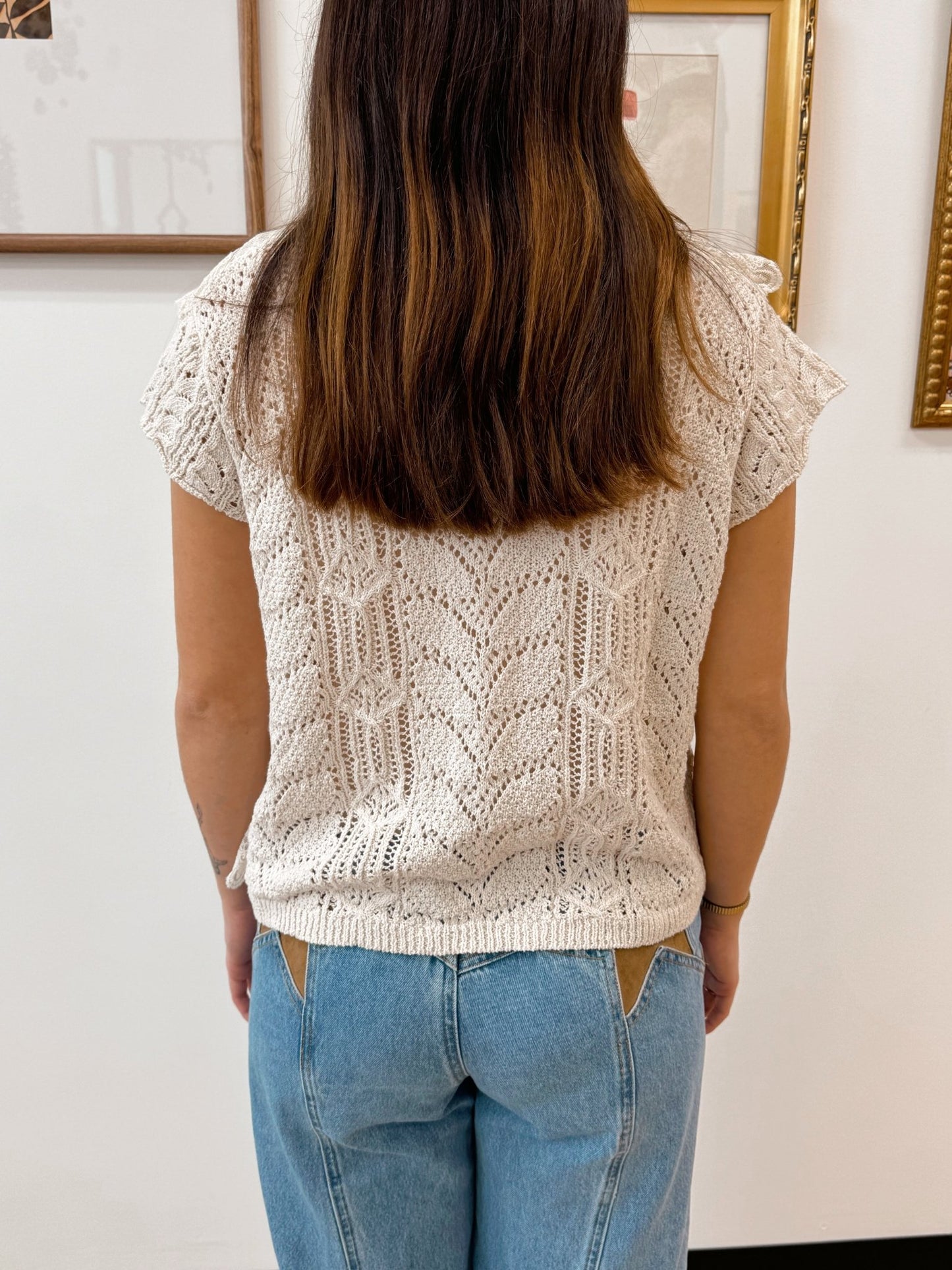 Lace Trim Sweater Top Shirts & Tops