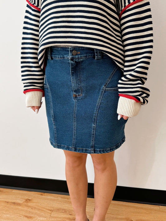 Mid-Waist Denim Mini Skirt Skirt