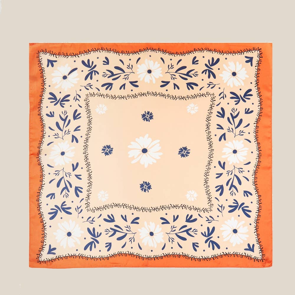 Orange Flower Pattern Scarf Scarf