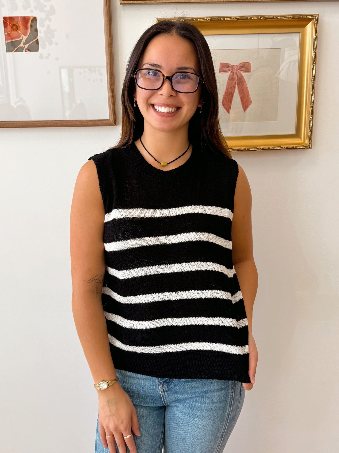 Striped Sleeveless Sweater