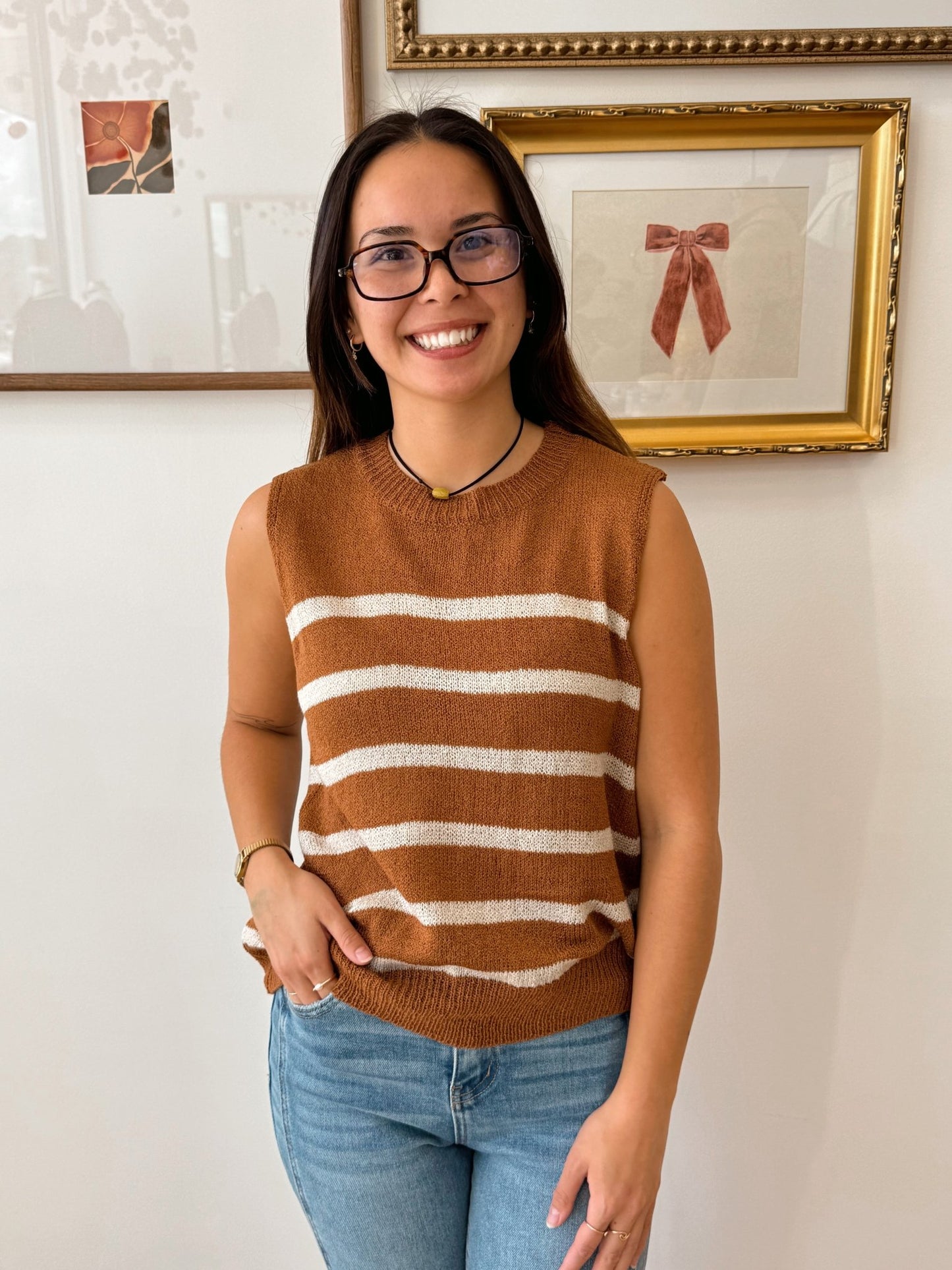 Striped Sleeveless Sweater