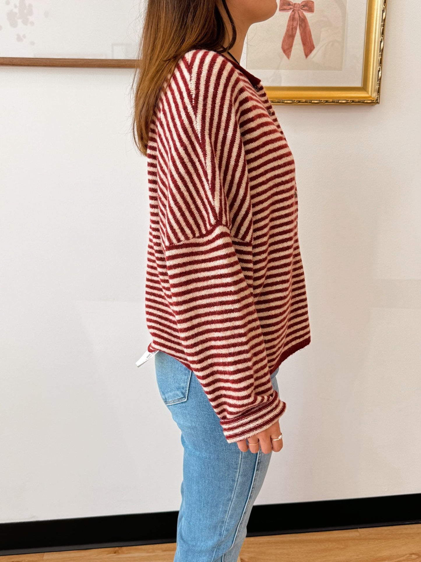 Striped Wool Blend Cardigan Shirts & Tops