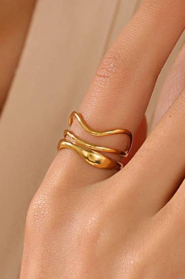 Wavy Abstract Gold Ring