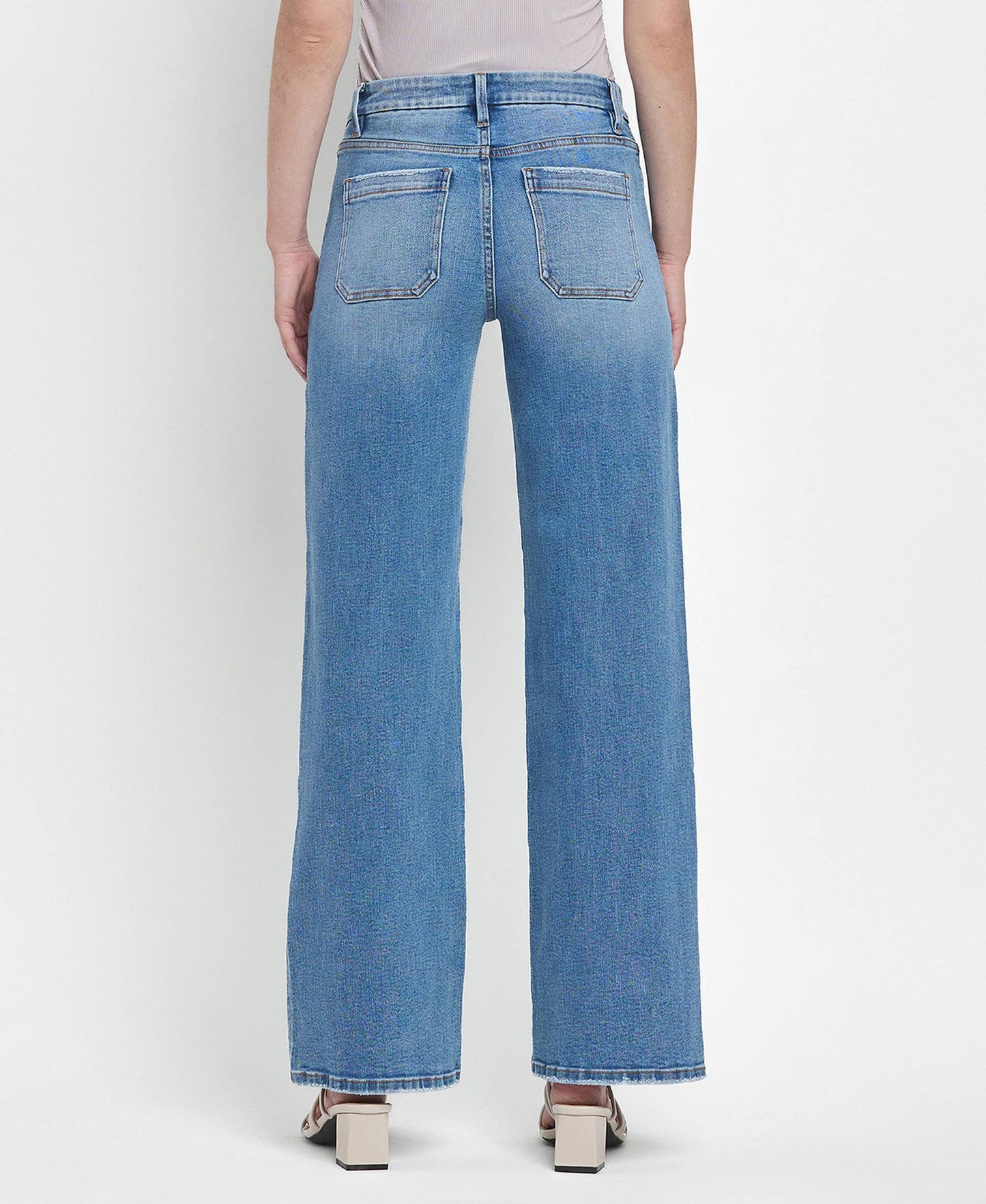 Pocket Detail Wide Leg Jeans