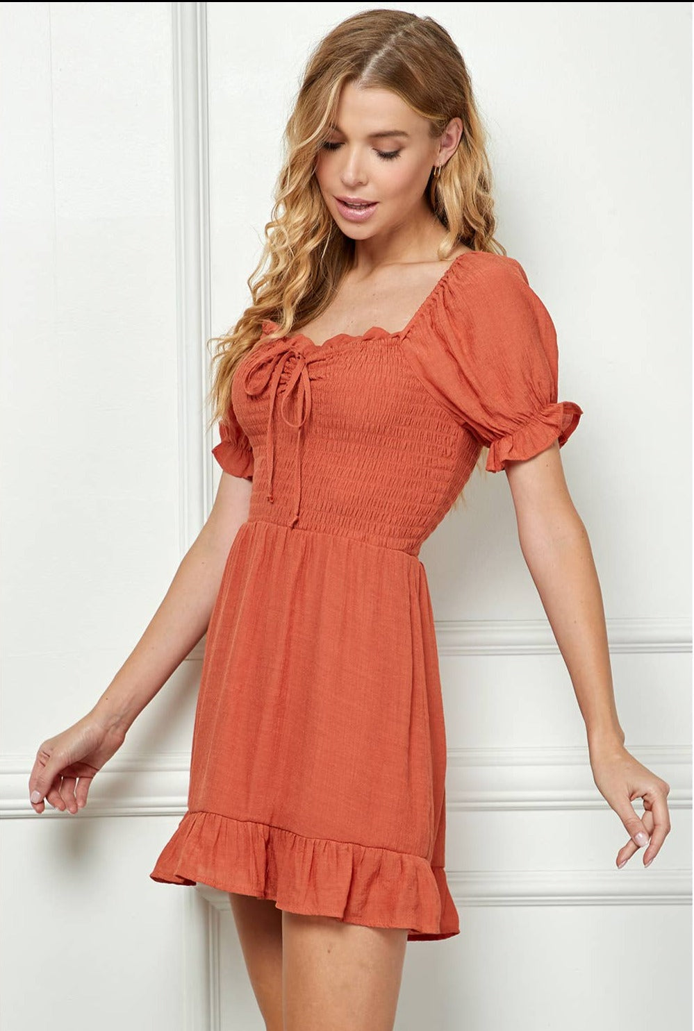 Puff Sleeve Clay Dress