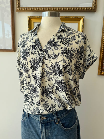 Collared Floral Print Top