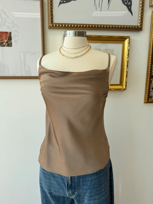 Silky Cowl Neck Tank Top