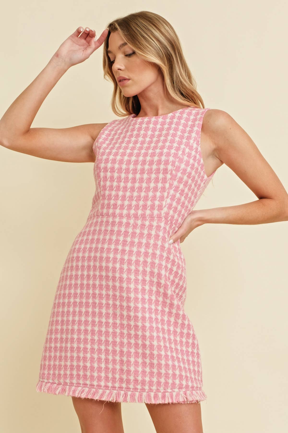 Tweed Houndstooth Mini Dress