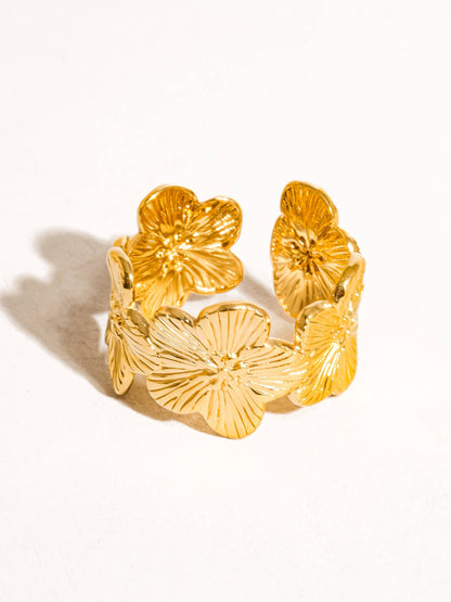 18K Gold Non-Tarnish Flower Ring