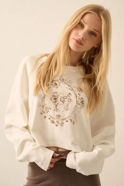 Bunny Flower Crop Sweatshirt