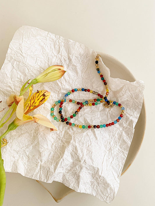 18K Gold Beaded Necklace Necklaces