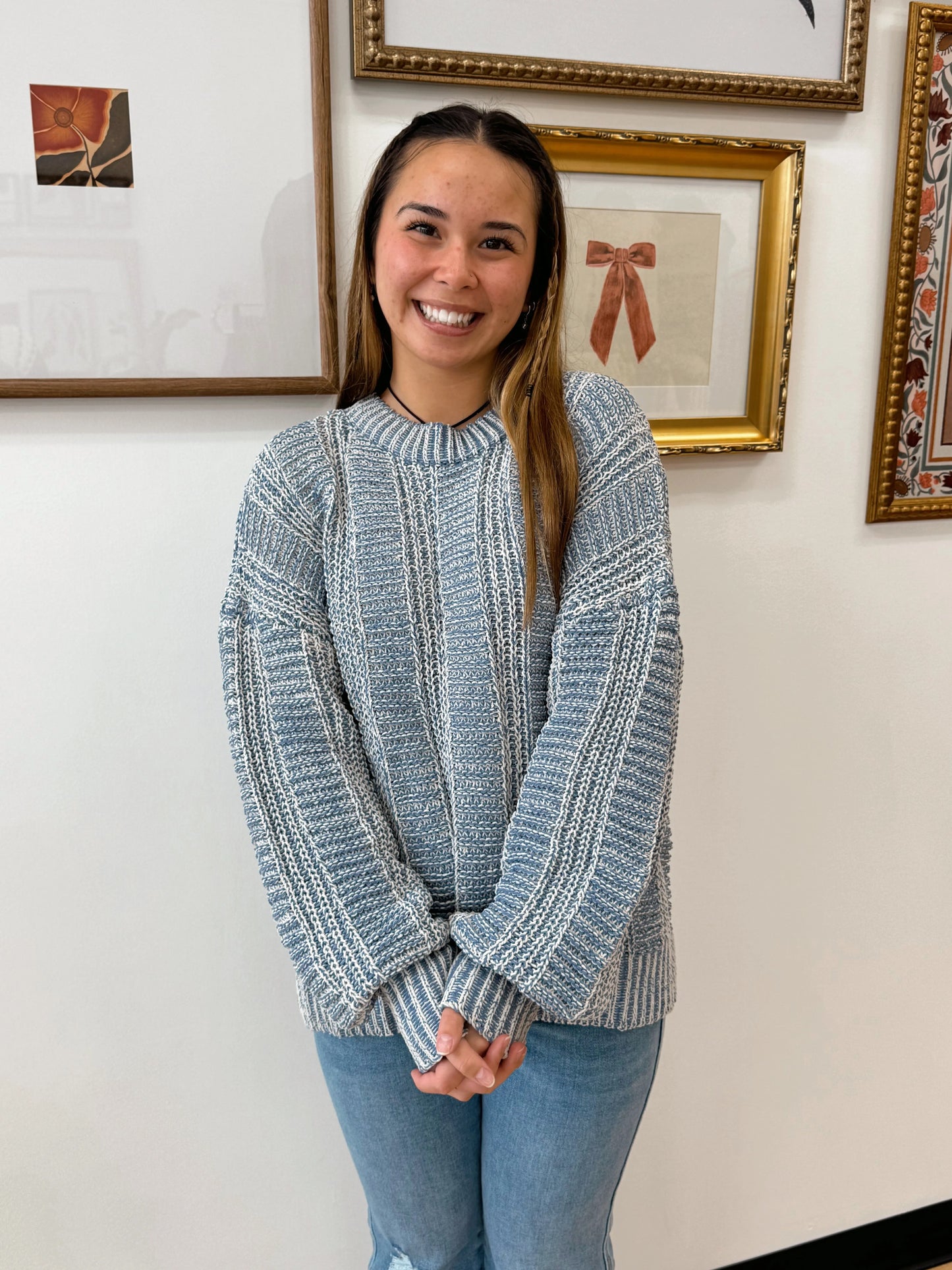 Cozy Dusty Blue Sweater Top