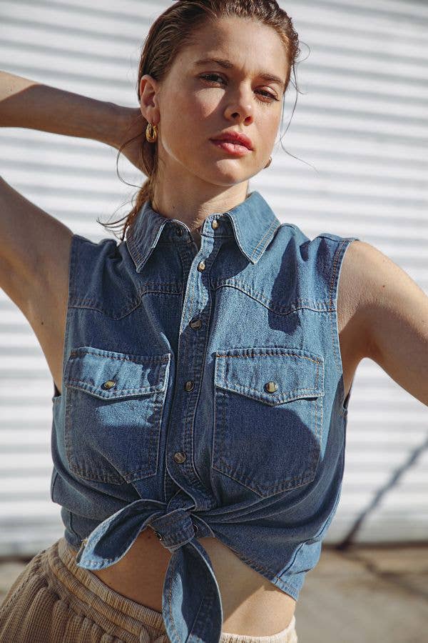 Sleeveless Denim Top