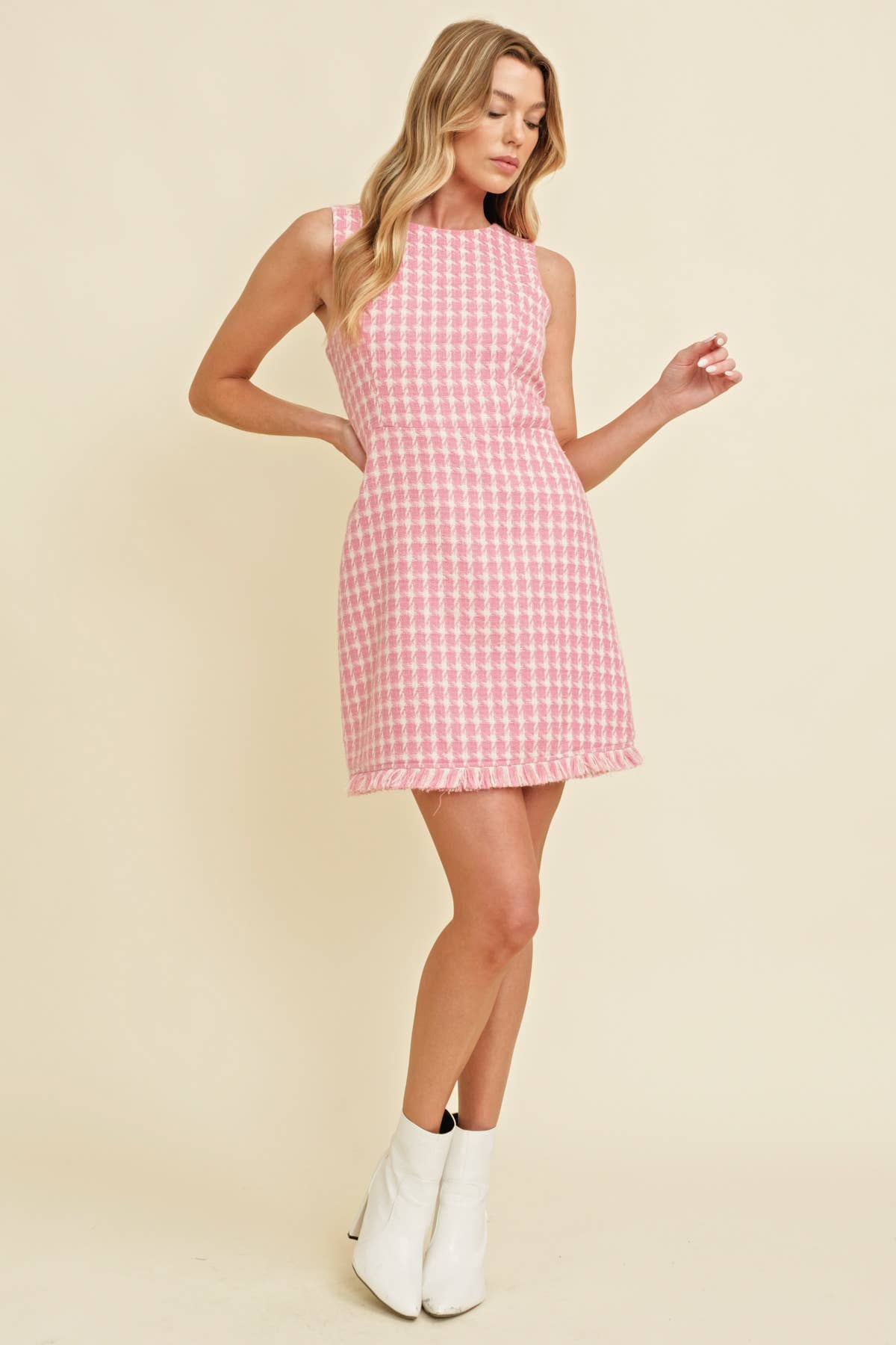 Tweed Houndstooth Mini Dress