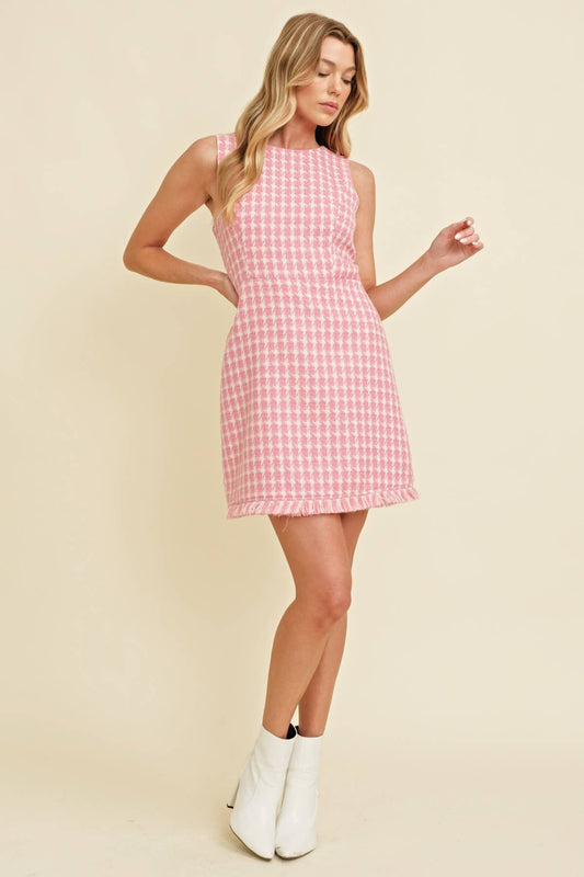 Tweed Houndstooth Mini Dress