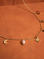 18K Gold Pearl Moon and Star Choker