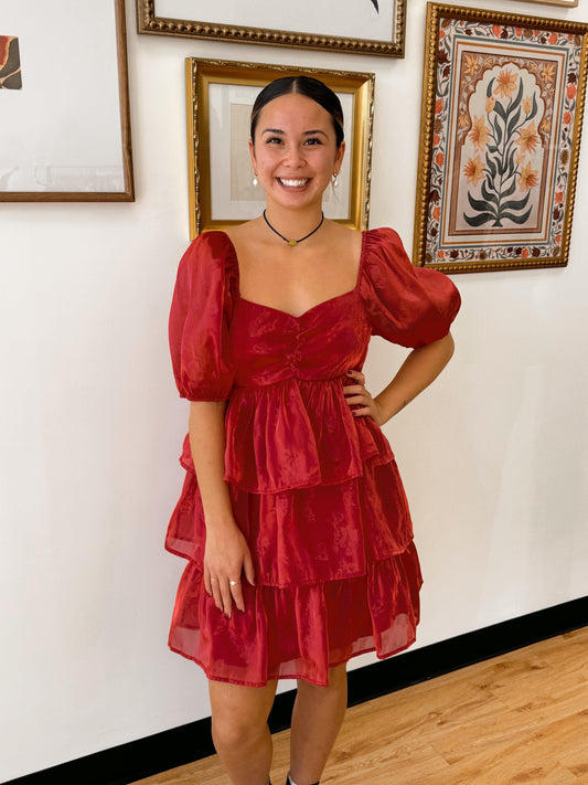 Red Ruffle Mini Dress