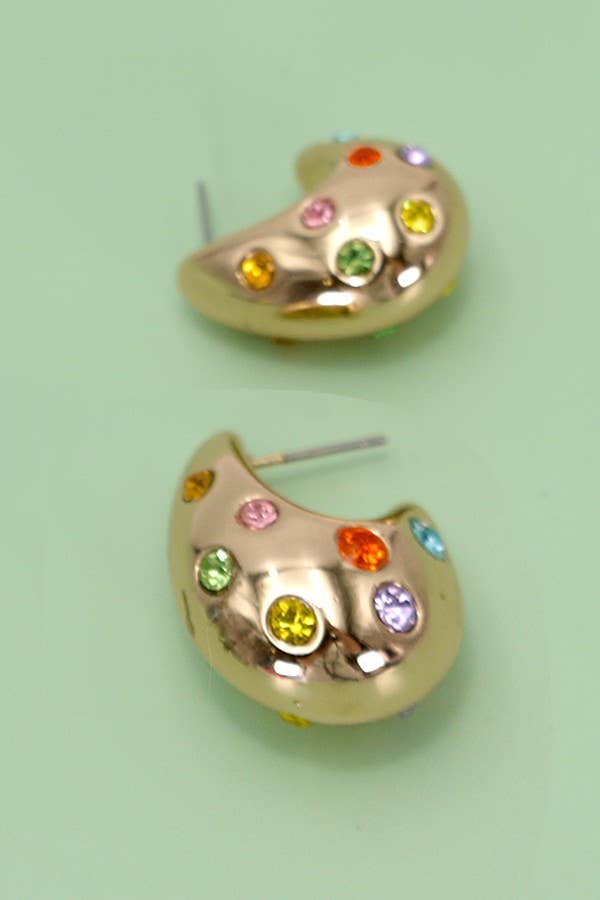 Multi-Stone Bubble Huggie Earrings
