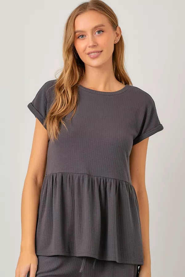 Charcoal Babydoll Top