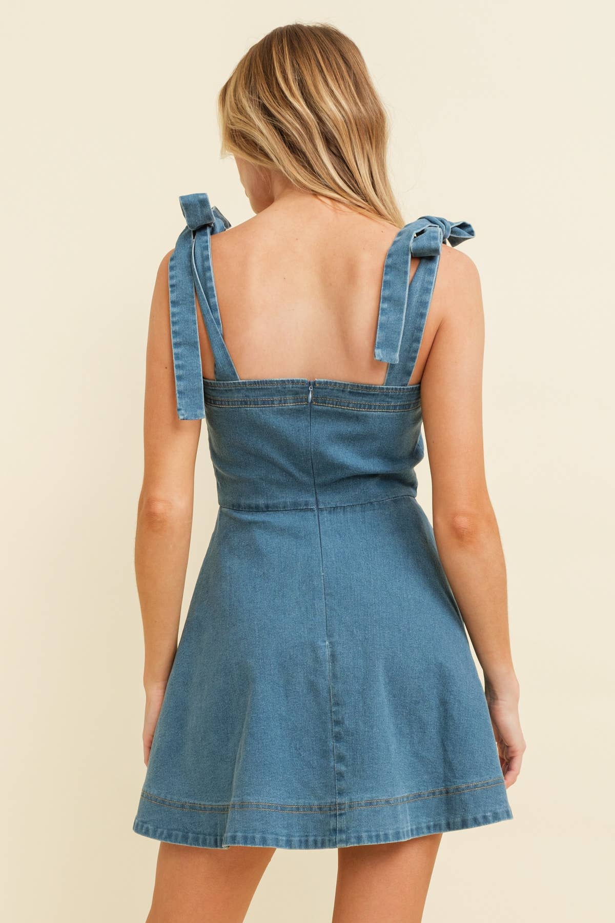 Denim Bow Shoulder Dress