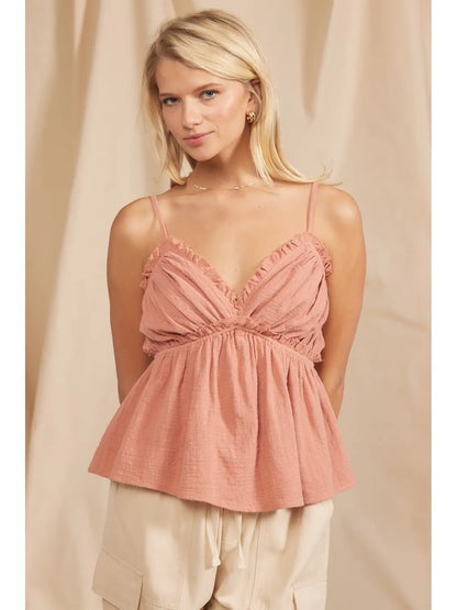 Ruffled Cotton Tank Top