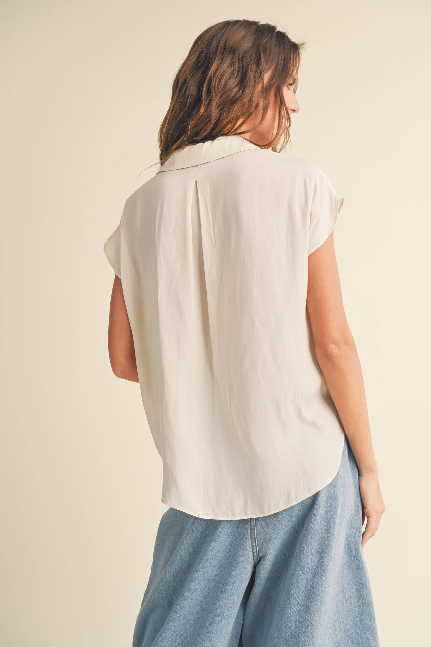 Button Down Cap Sleeve Top