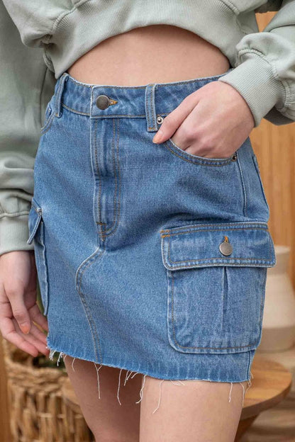 Cargo Denim Mini Skirt