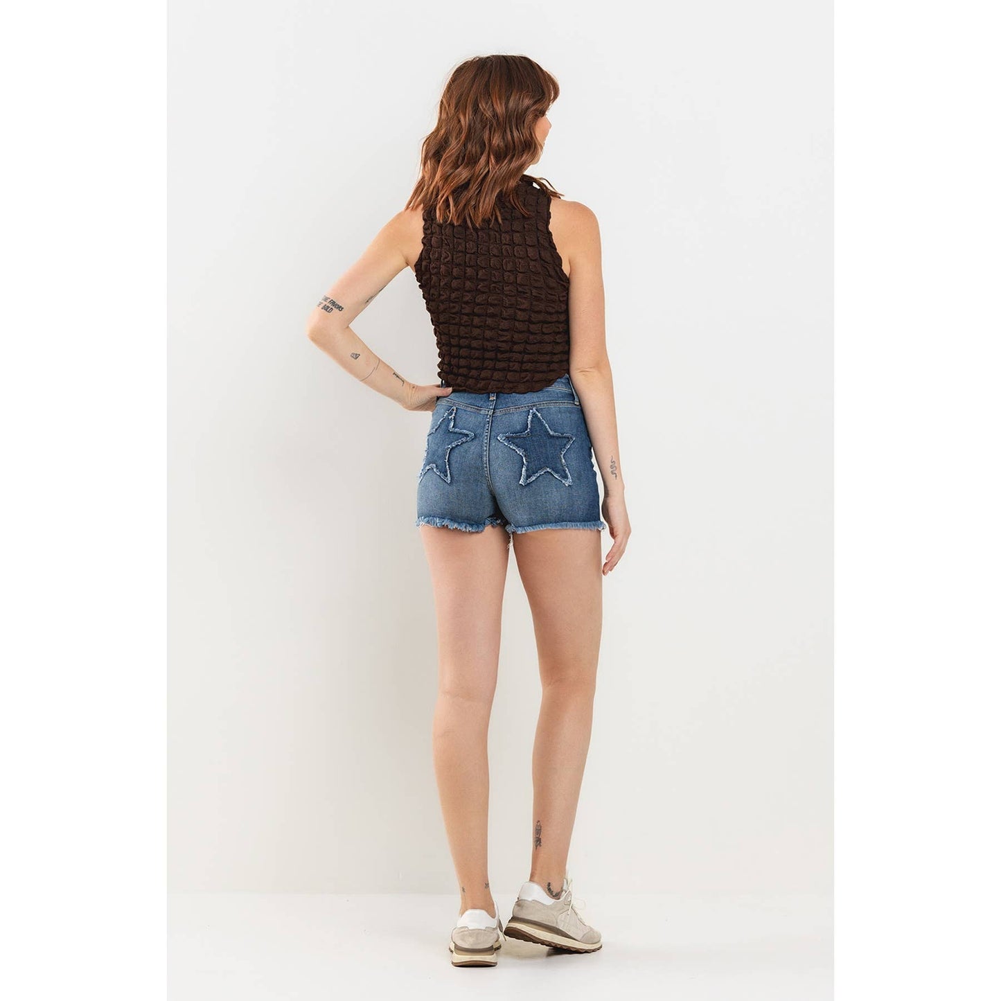 High Rise Star Patch Shorts