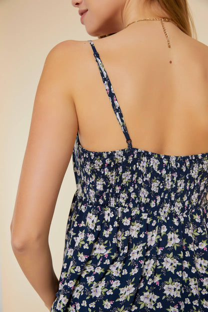 Floral Navy Tank Top