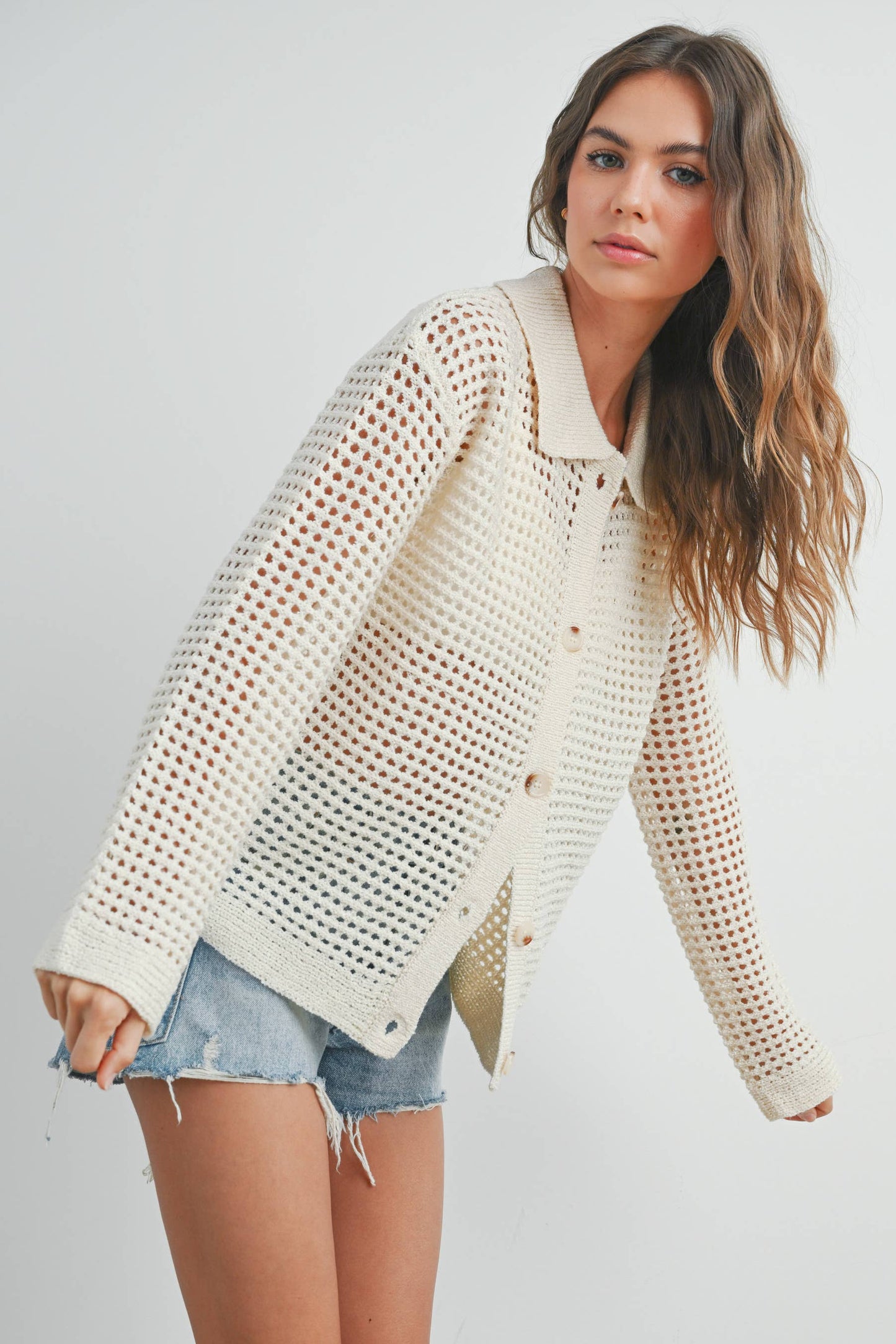 Cream Crochet Cardigan