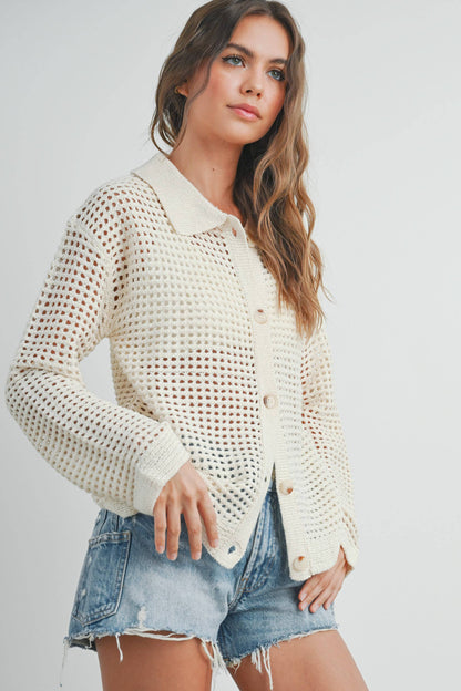 Cream Crochet Cardigan