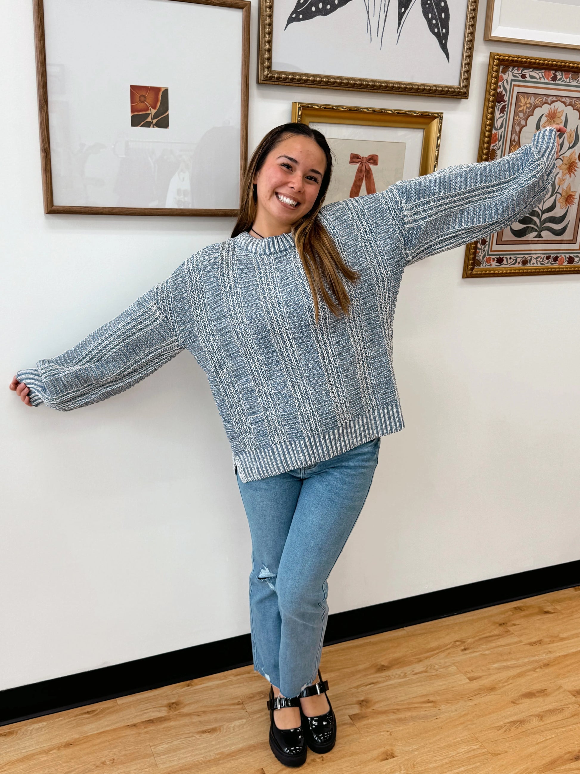 Cozy Dusty Blue Sweater Top